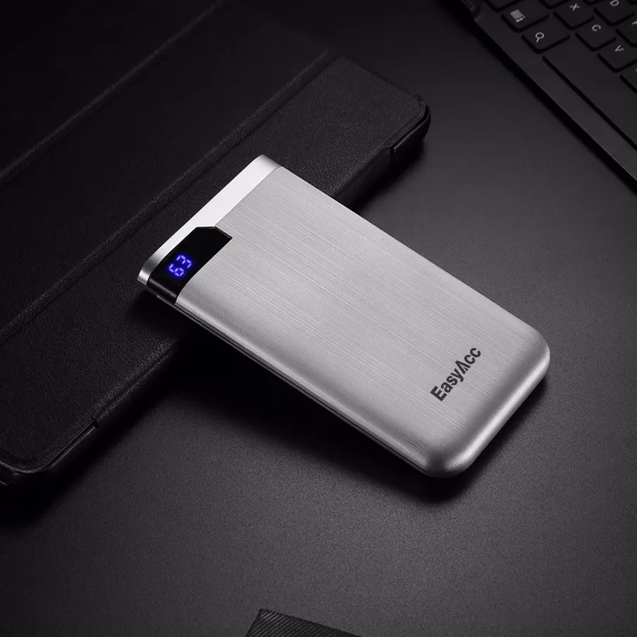 10000 мАч для XiaoMi Easyacc 2.1A Micro ports lcd Тонкий с двумя выходными портами внешний аккумулятор для iPhone huawei phone