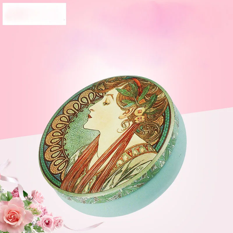 Большая круглая жестяная коробка для хранения печенья упаковка еды Подарочная