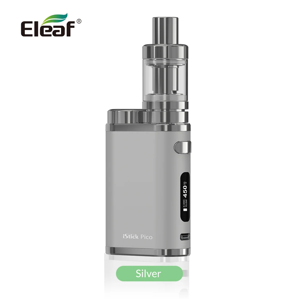 [RU/FR/ES] Eleaf iStick Pico Mod/iStick Pico 75 Вт комплект с MELO III мини распылитель коробка мод в EC головы 2 мл Melo 3 E сигареты - Цвет: Silver Kit