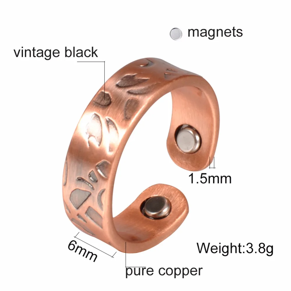 Vinterly Pure Copper Magnetic Rings for Women Vintage Wedding Engagement Womens Finger Adjustable Ring Minimalist Jewelry | Украшения и