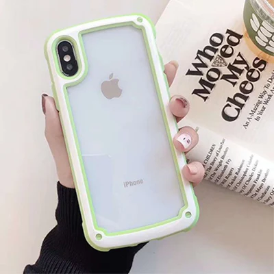 green Чехол для телефона GlamPhone, цветной прозрачный чехол для телефона iPhone XS Max XR XS X 8plus 8 7plus 7 6 S/6 Plus, жесткая задняя крышка - Цвет: green