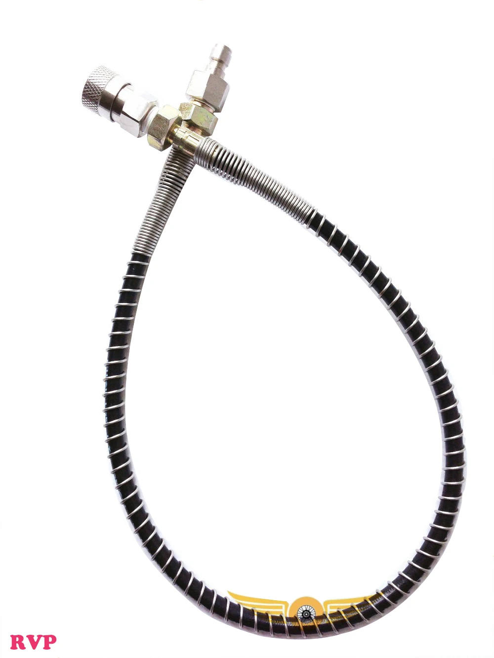 

PCP Paintball High Pressure Hose Spring Wrapped HP Hose with SS Quick Disconnect and Male Plug 51cm Hose Long