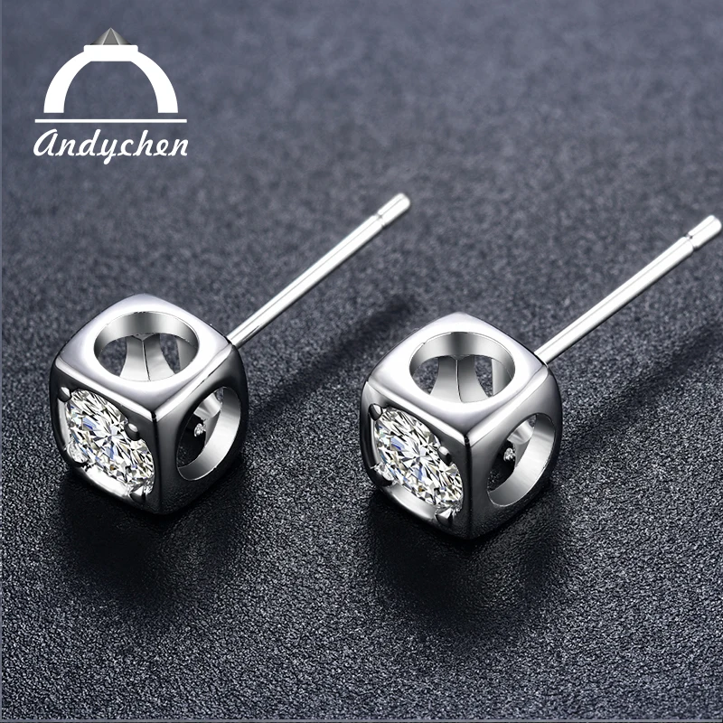 AndyChen белого золота Цвет свадебные серьги AAA Ясно Циркон Обручение Jewelry Серьги для