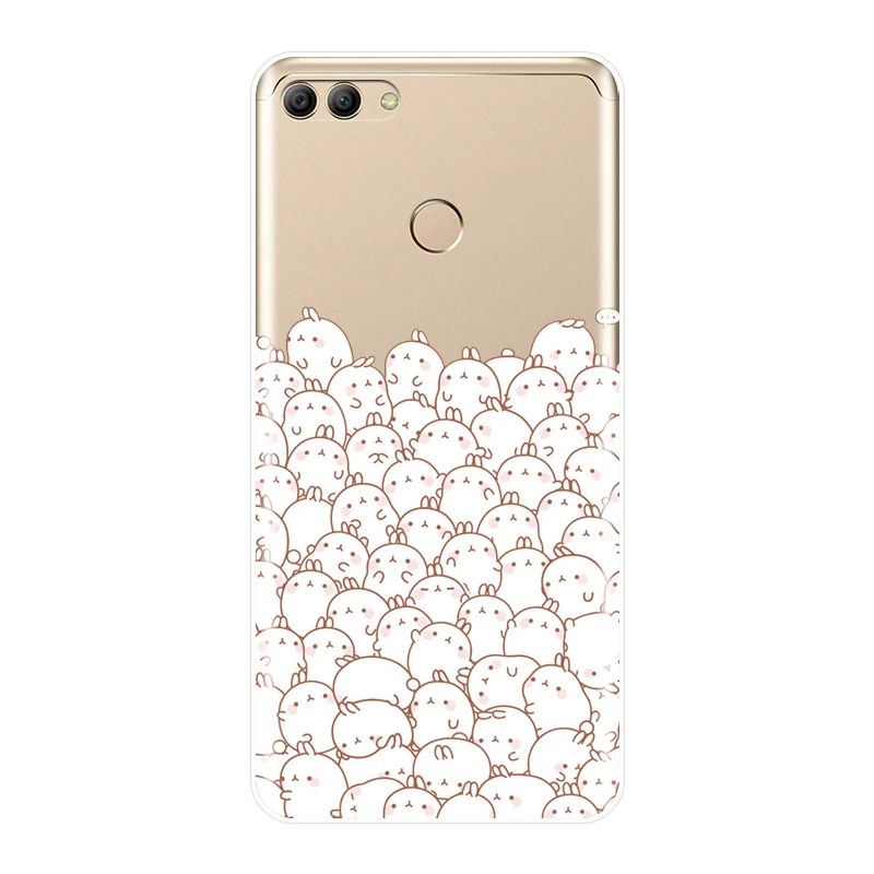 Мягкий силиконовый чехол для телефона huawei Y5 Y6 Y7 Prime 2018 Y9 2019 Забавный милый кролик