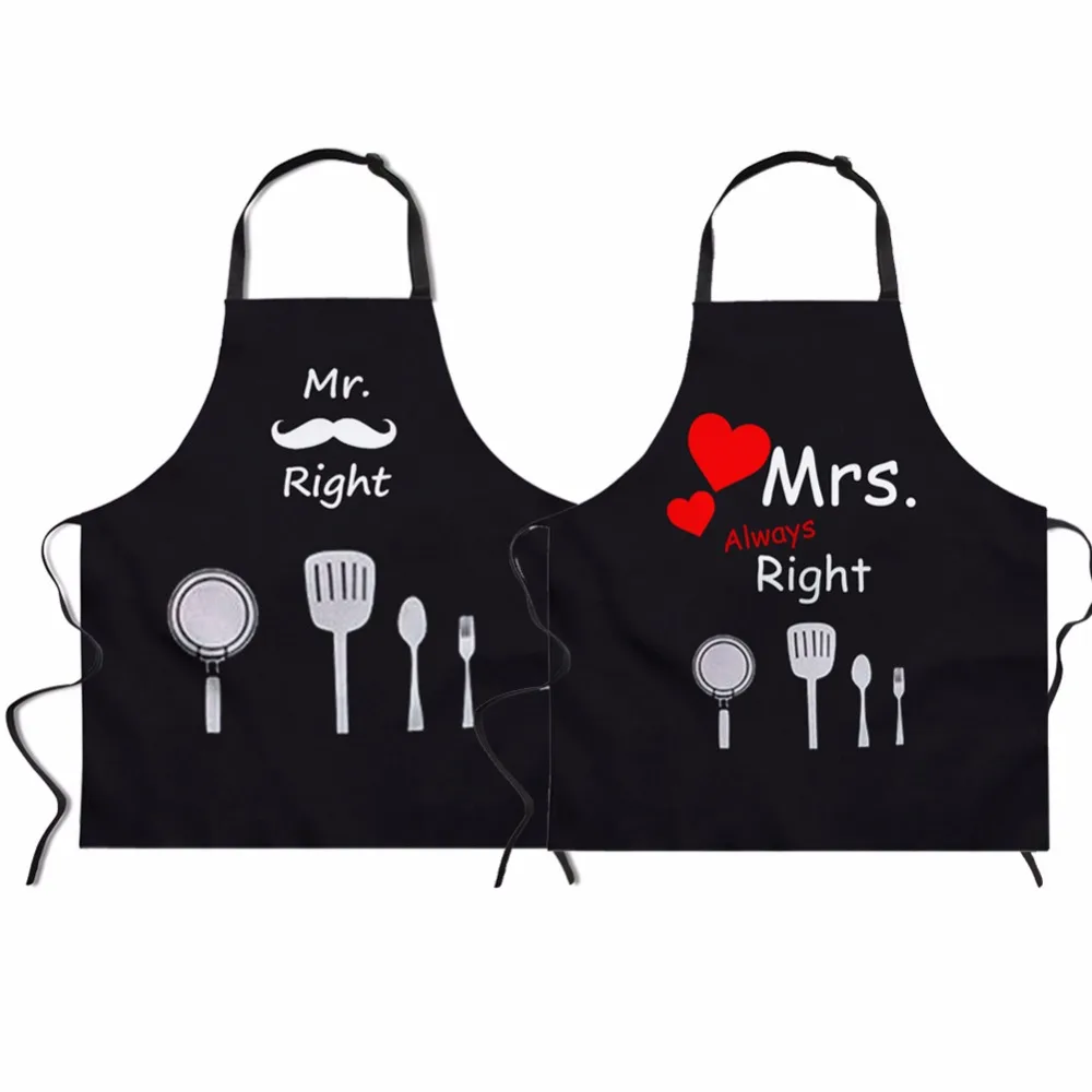 

FORUDESIGNS Mr. and Mrs. Couples Apron Kitchen Aprons Funny Cooking Bib Gift For Wedding Newlyweds Love Dachshund Apron 2pcs/set