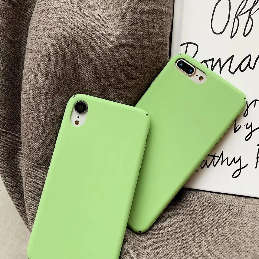 Простой ретро матовый зеленый жесткий в виде ракушки чехол для телефона iphone XR XS MAX