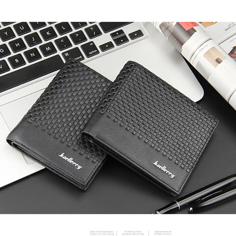 Высококачественный мужской кошелек из искусственной кожи с застежкой