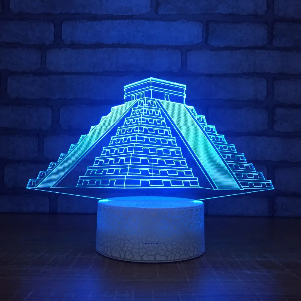 3D Светодиодная Иллюзия в виде пирамиды 7 цветов лампа USB настольная для детской