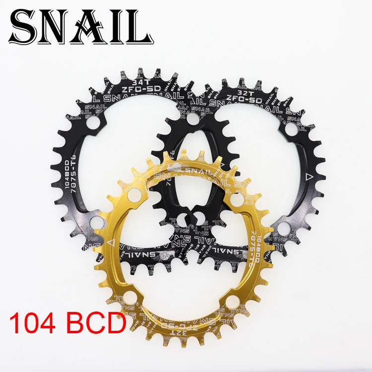 SNAIL Chainring 104 BCD Овальный 32T 34T 36T 38T зуб MTB горный велосипед кольцо цепи велосипеда зубная пластина chainwheel 104BCD