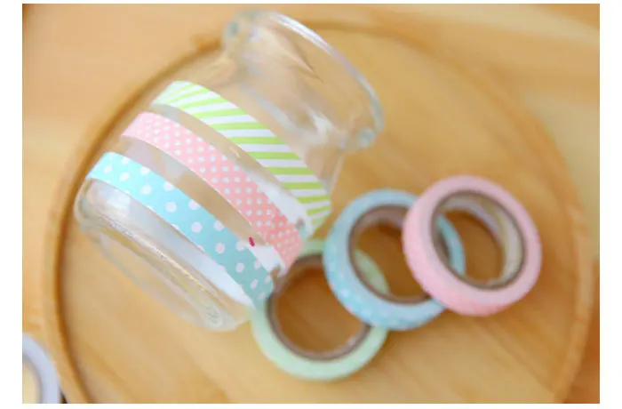 5 шт/лот DIY милый кавайный конфетный цвет Васи ленты прекрасный точка полоса декоративные ленты для фотоальбома