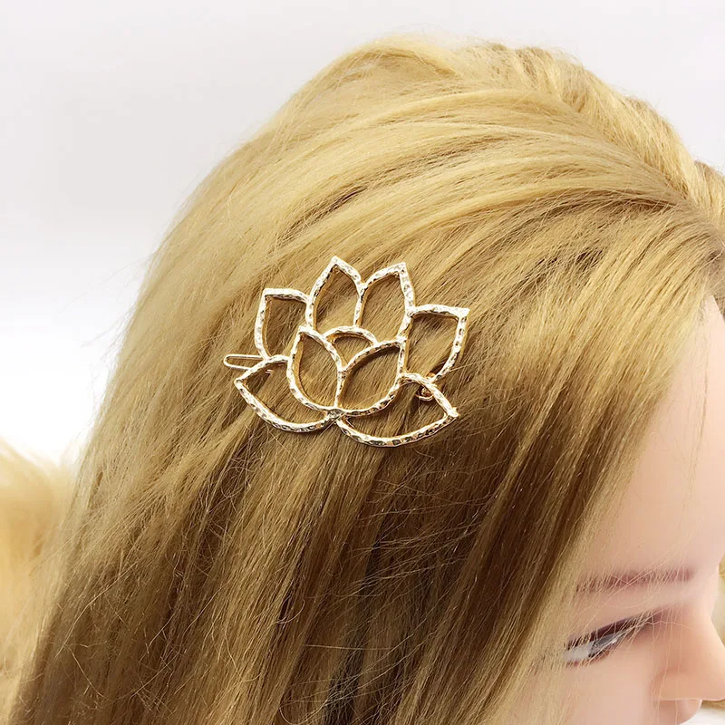 1 шт. заколка для волос в форме золотистого/серебристого лотоса|golden hairpin|simple