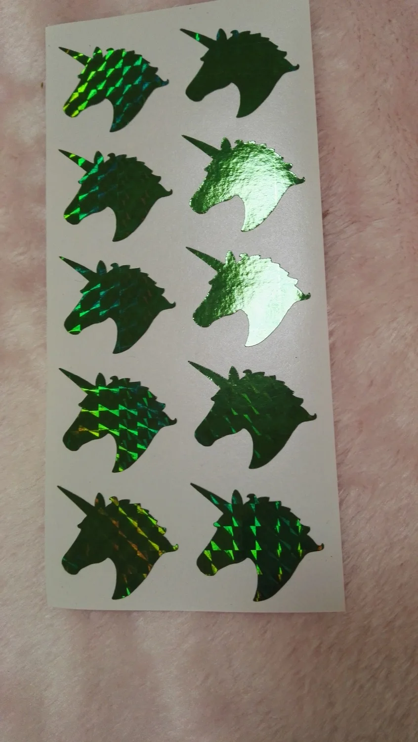Зеленая голографическая наклейка единорога 3 8x3 см|label label|label stickerlabel m |