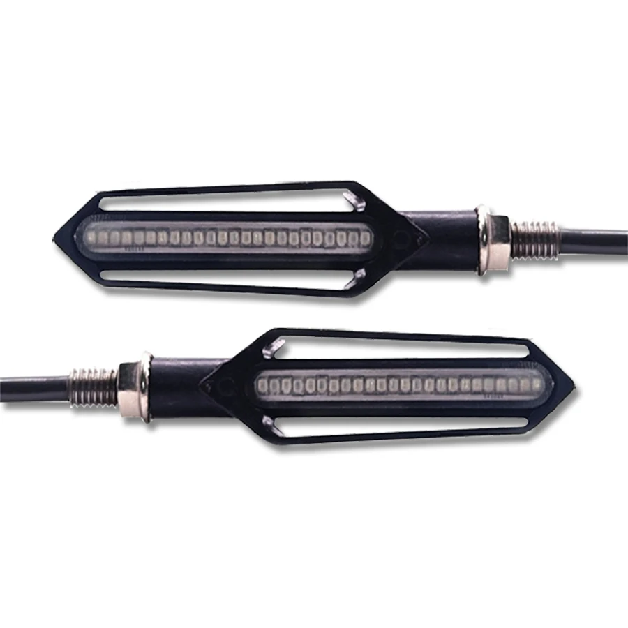 

1 Pair Universal Water Flowing Motorcycle 24 LED Turn Signal Indicator Lights Dual colors 2 In 1 Brake Taillight Flasher Strobe