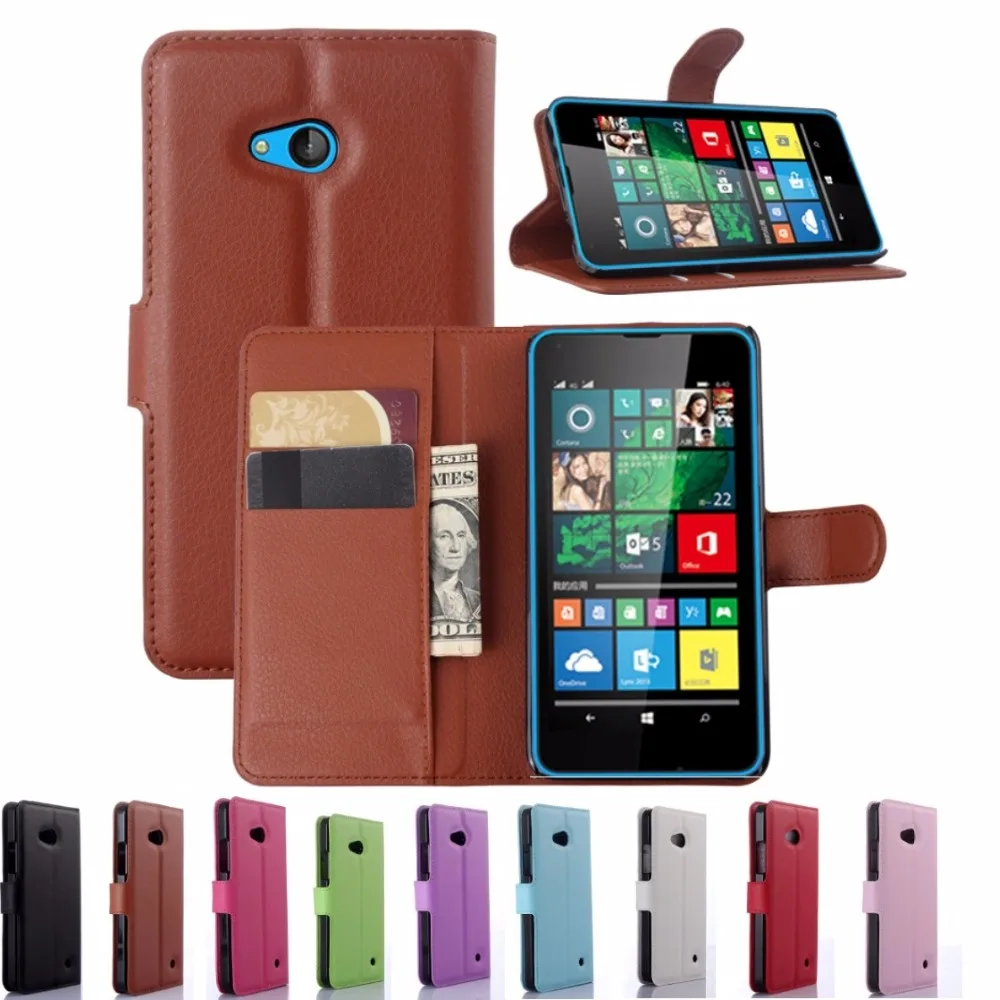 Сплошной Цвет Стенд Wallet ИСКУССТВЕННАЯ Кожа Флип Чехол Для Microsoft Lumia 640 Dual SIM