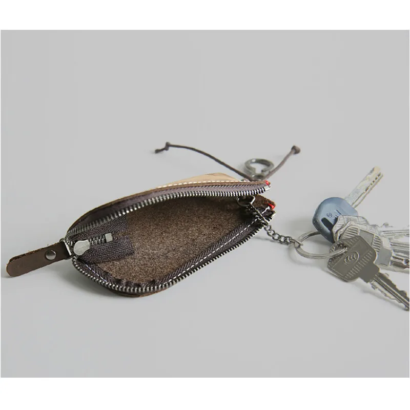 Кошелек для ключей из натуральной коровьей кожи женский брелок на молнии сумка