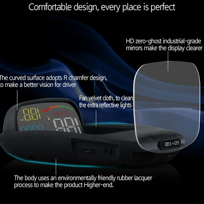 Автомобильный дисплей GEYUREN C800 hud obd2 универсальный цифровой GPS спидометр лобовое