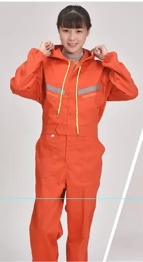 Orange woman Мужские и женские комбинезоны с длинным рукавом и капюшоном, светоотражающие полосы, комбинезоны, авторемонт, инженерные, спрей краски, рабочая одежда, Рабочая форма - Цвет: Orange woman