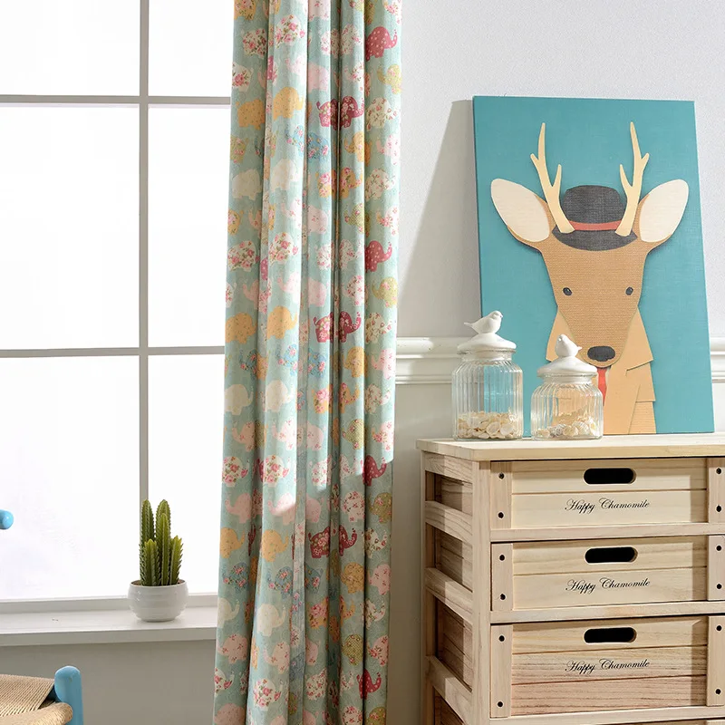 Хлопковые плотные занавески для детской комнаты ткань слон в римском стиле