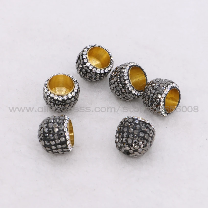 Оптовая продажа 30 шт. бахрома шапочки бусины круглой формы ПАВЕ черные cz