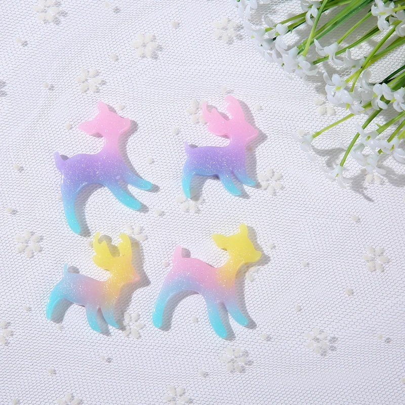 5 шт. смешанные Мультяшные животные бамби Сика олень flatback Смола кабошон для DIY