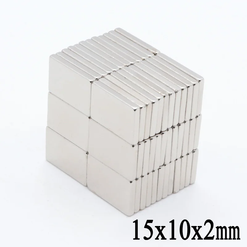 50pcs 15mm x 10mm 2mm N35 Small Super Strong Cuboid Rare Earth Neodymium Magnets 15x10x2 mm | Обустройство дома