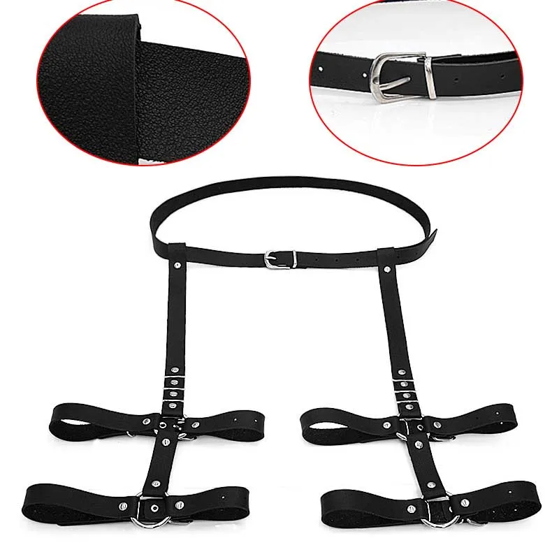 

New hot trend explosion models rock PU leather belt leg ring one wild street shooting nightclub belly belt strap