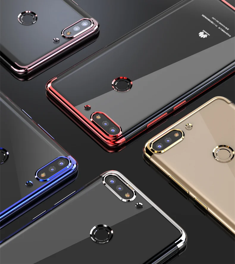 Plating Transparent Case For Huawei Y9 Y7 Y6 Prime 2018 Silicone Soft TPU Cover case Back cover | Мобильные телефоны и