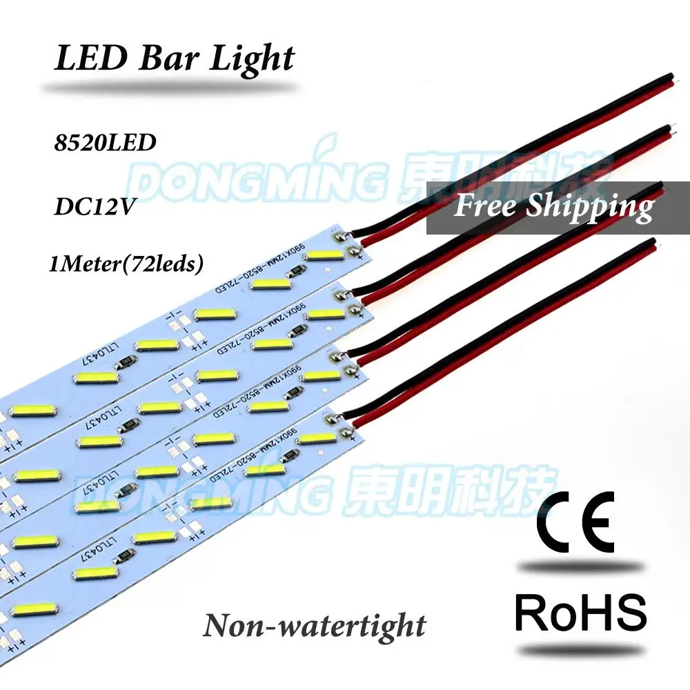 

35pcs 1m Hard luces led Bar light 12V 100cm 72 led SMD 7020 Aluminum PCB Led Strip light For Cabinet