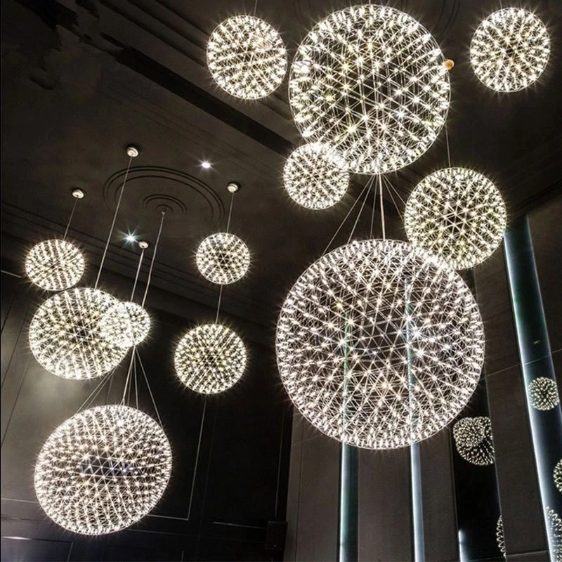 BDBQBL Spark Ball LED Pendant Lamp Stainless Steel Firework Light Modern Brief Restaurant Hotel Lighting Hanglamp | Освещение