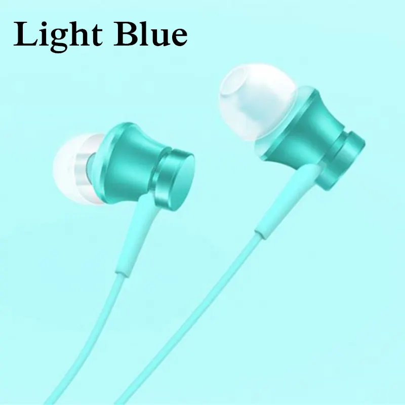 light blue earphone Оригинальные Xiaomi mi наушники гарнитура поршневые наушники Молодежная версия наушники-вкладыши с проводным управлением mi c для смартфонов huawei samsung - Цвет: light blue earphone