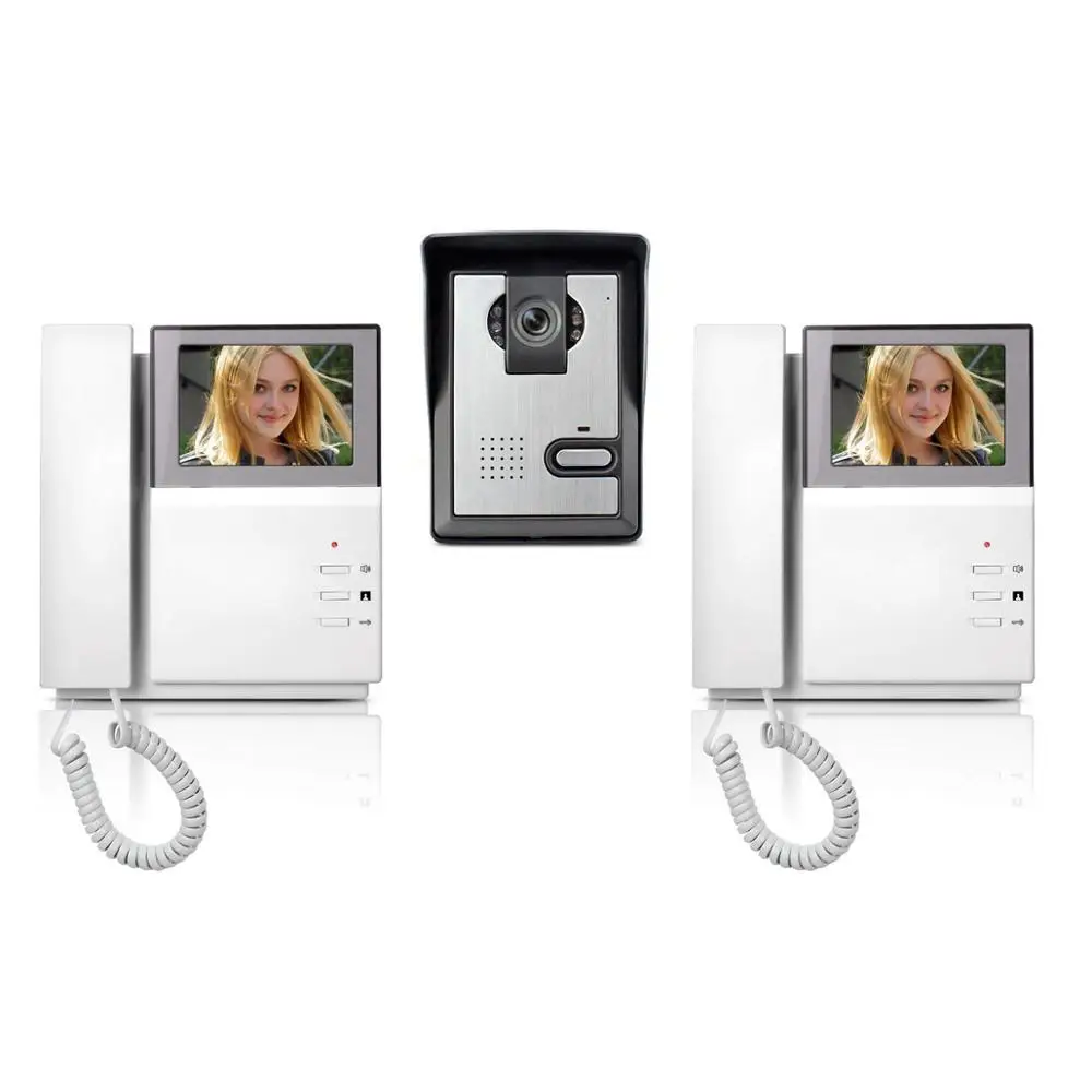 With 2 Monitor 4," ЖК-видео домофон дверной звонок Система Комплект ИК камера дверной звонок Домофон с электрическим замком Домашняя безопасность - Цвет: With 2 Monitor
