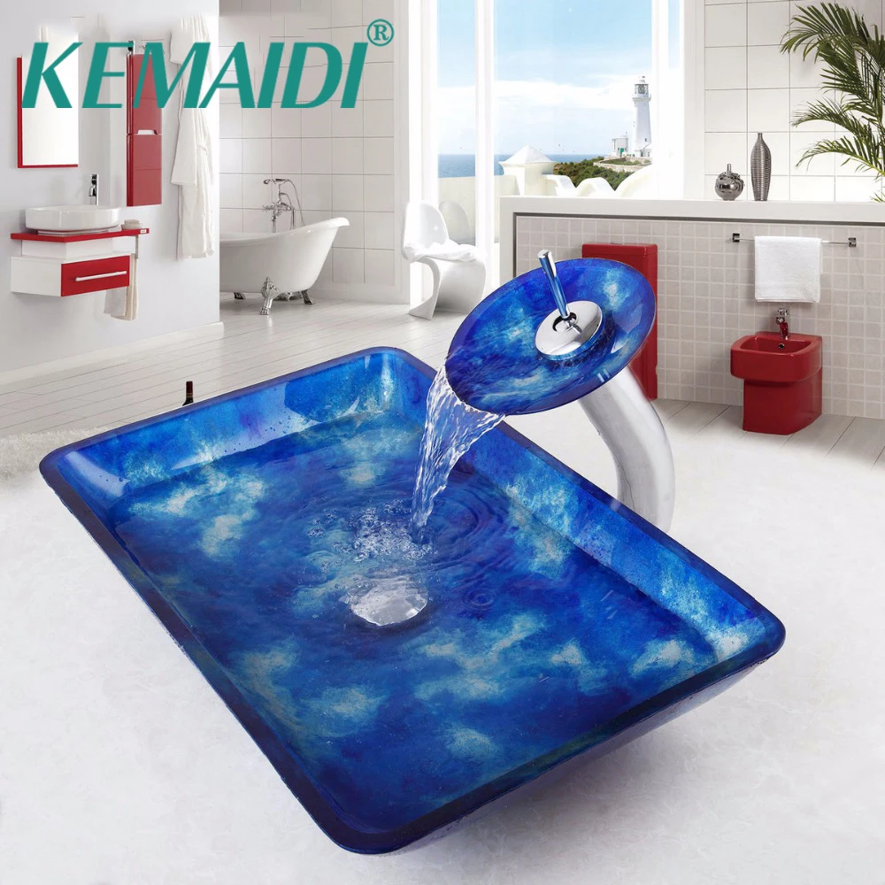 Набор смесителей KEMAIDI из закаленного стекла для ванной комнаты|tempered glass basin|bathroom