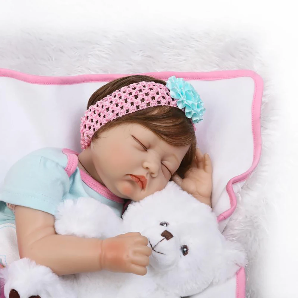 Кукла Спящая девочка 55 см Силиконовая Bebe Reborn Menino детские живые Возрожденные