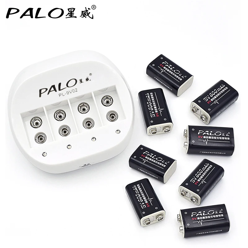 Новое перезаряжаемое зарядное устройство PALO 6F22 9 В для батарей AA AAA Ni MH Cd с 8 Литий