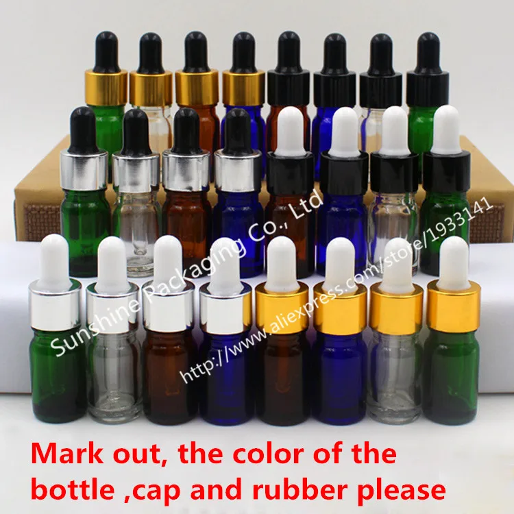 

Hot sale 30pcs 5ml Blue,Amber,Green,Clear Glass Essential Oil Bottle With Dropper, 5ml Glass Dropper Container