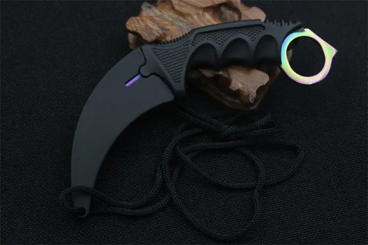 CS GO Counter Strike Золотой керамбитовый нож для шеи с оболочкой зуб тигра реального