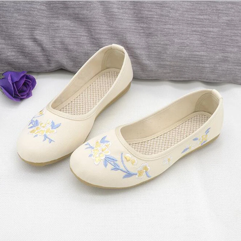 Women shoes new old Beijing cloth breathable cotton linen embroidery single non-slip national wind flat mm392 | Обувь