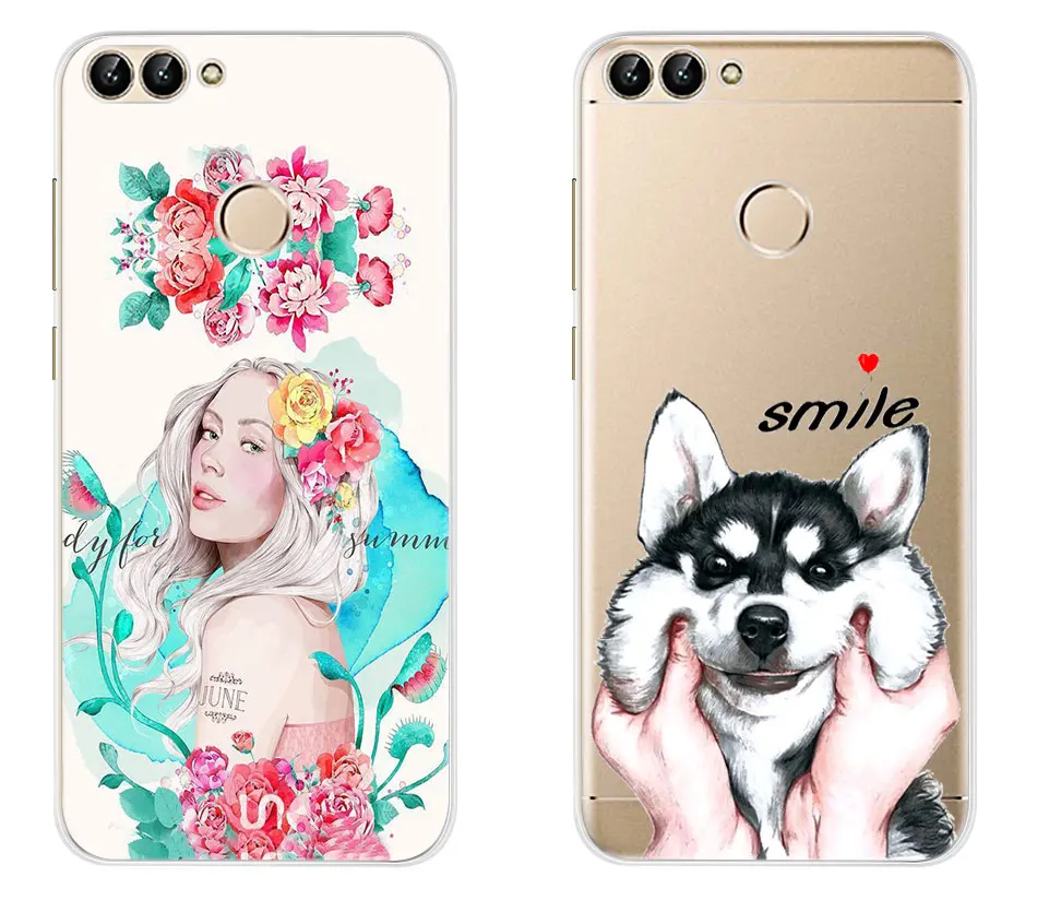 Для Fundas huawei P, умный чехол, силиконовый 3D, мягкий, симпатичный, из ТПУ, с рисунком, прозрачный чехол на заднюю панель телефона s для huawei P Smart Plus, чехол FIG-LX1