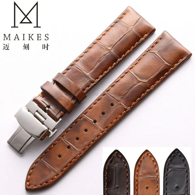 Ремешок для часов MAIKES из натуральной кожи Аксессуары коричневый браслет со