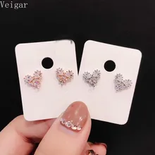 Женские корейские серьги с цирконом золотого и серебряного