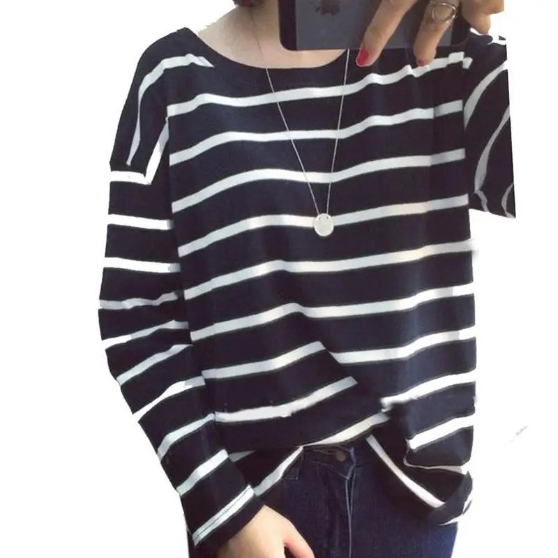 Пуловеры толстовки Женщины с длинными рукавами Повседневная Женские полосатые