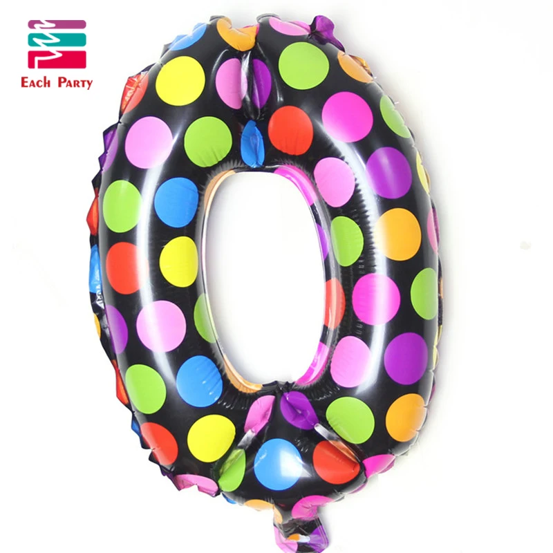 Новый стиль точка цвета цифра волна от 0 до 9 фольга шары день рождения вечеринка