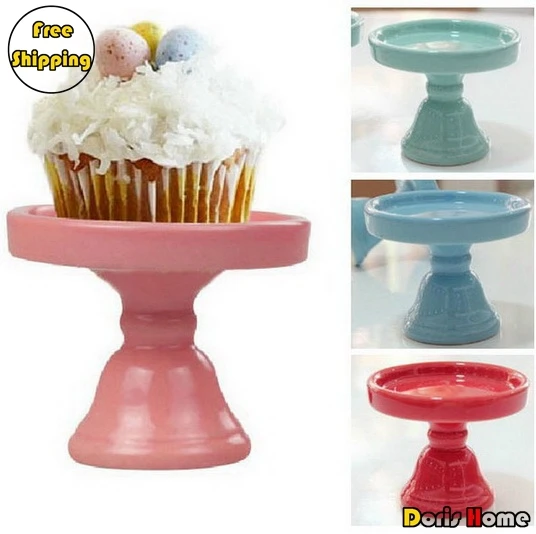 Free Shipping New Ceramic Cake Stand Hold 1 Cupcake For Wedding / Birthday Party Color Random 8pcs | Дом и сад