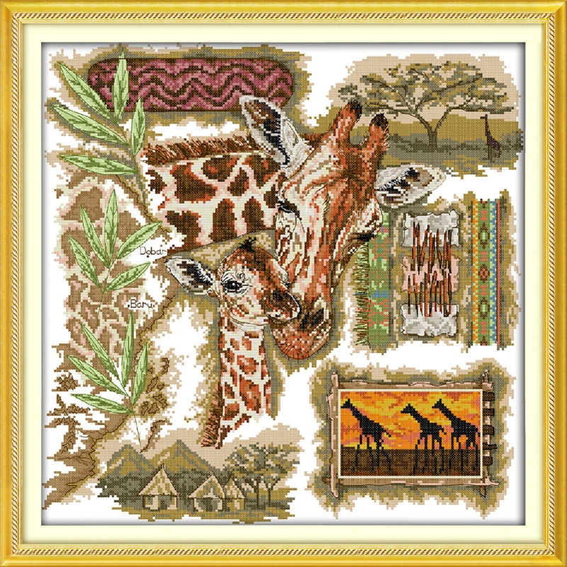 

Стильные африканские Жирафы Joy Sunday, узоры для вышивки крестиком, простые узоры для вышивки для украшения дома