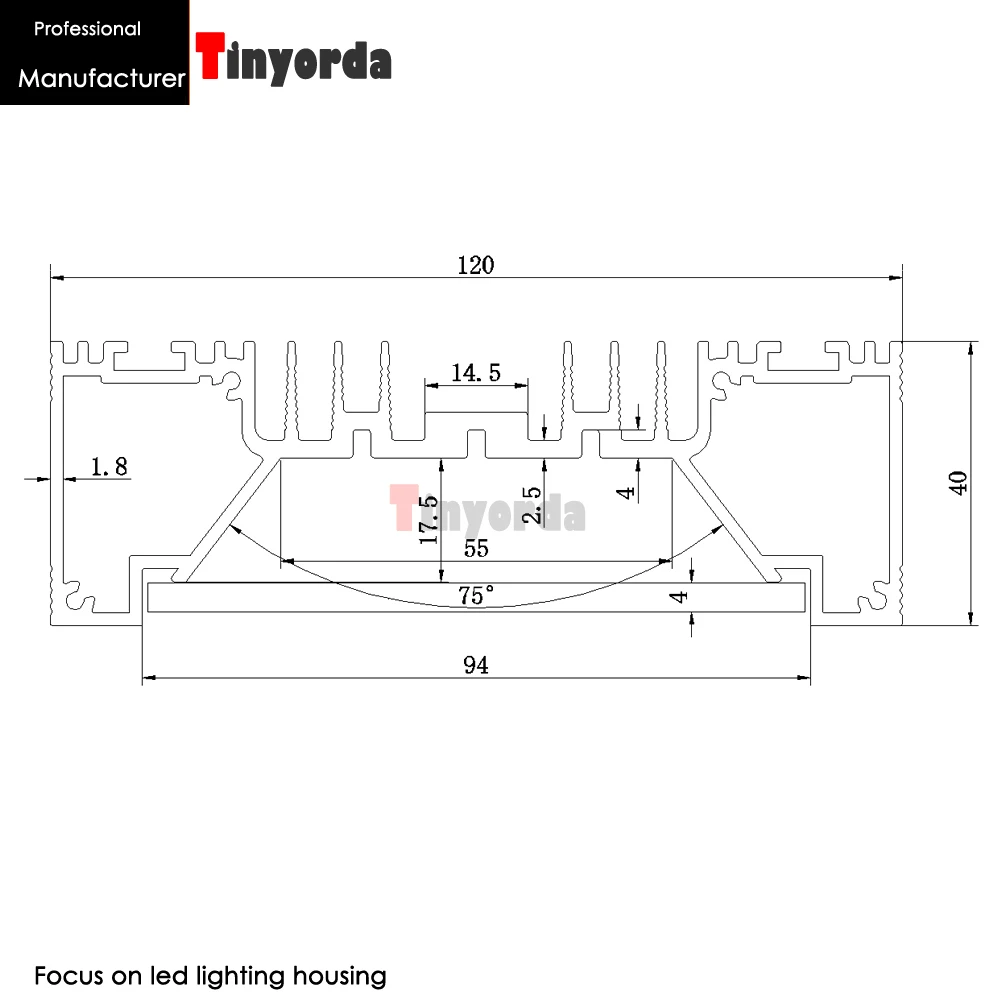 Tinyoorda TG12040 5 шт. (длина 1 м) 180 Вт Светодиодный светильник для выращивания профиля
