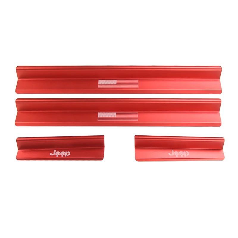 Red USA Flag SHINEKA для Jeep Wrangler JK 2007- 4 порога Накладка защита сверхмощный Алюминиевый Порог протектор наклейки отделка - Цвет: Red USA Flag