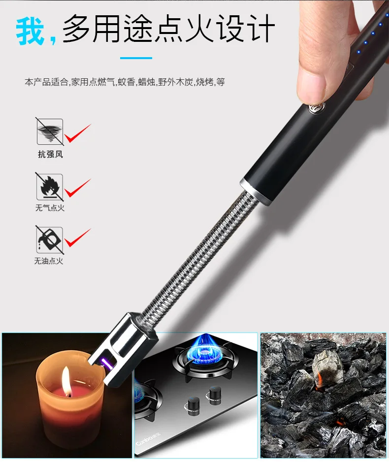 360 вращение USB перезаряжаемые зажигалки для сигарет длинные кухонные электронные зажигалки ветрозащитная плазменная электрическая сувенирная зажигалка