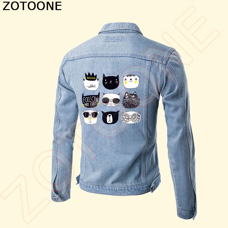 ZOTOONE 9pcs Mixed Cute Cat Stickers for Clothes Iron-on Transfers Applique Patches Clothing A-level Washable DIY D | Дом и сад