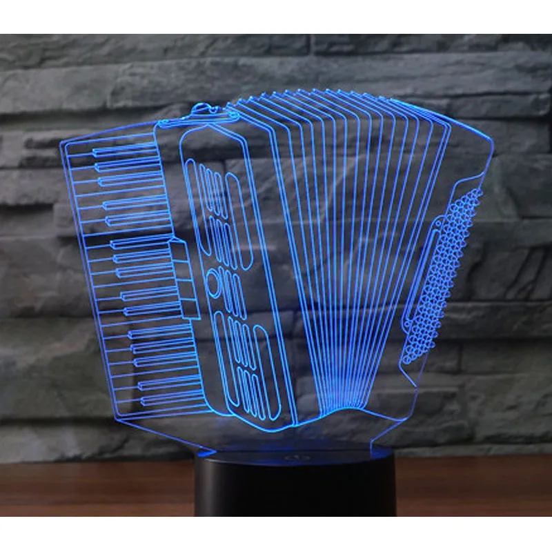 3D светодиодный ночной Светильник аккордеон соковыжималка музыкальная с 7