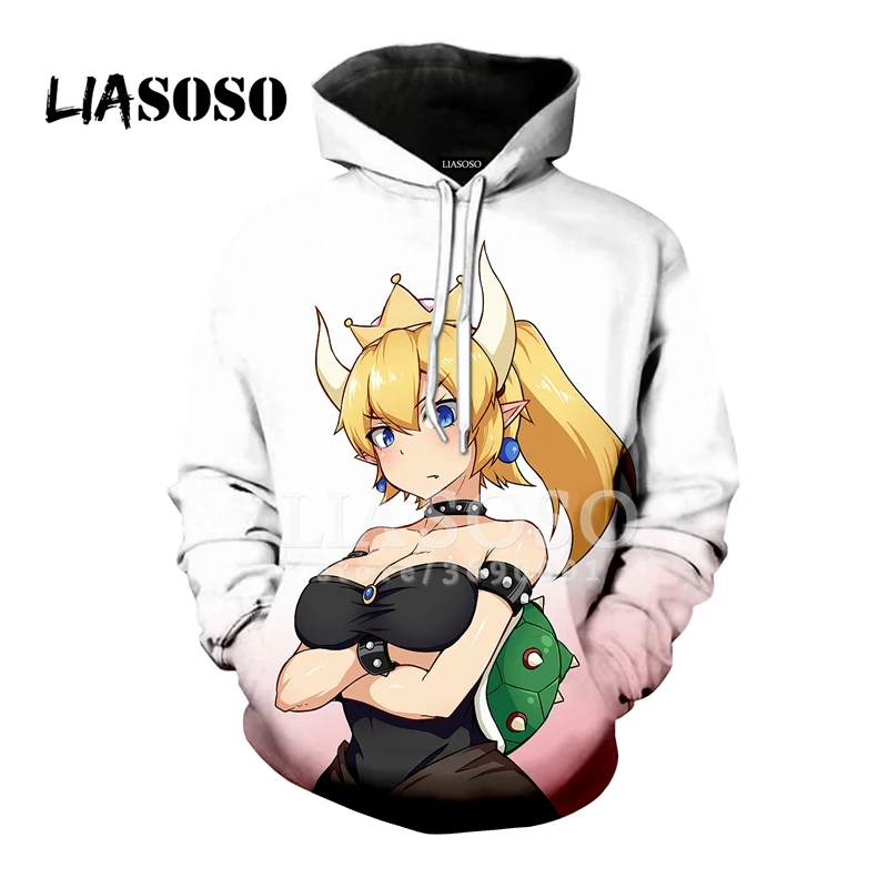 LIASOSO 3D принт для женщин и мужчин Аниме Сексуальная девушка Bowsette темная принцесса